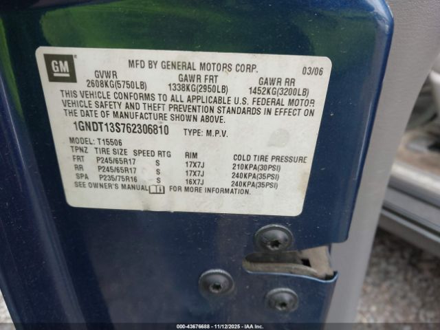2006 CHEVROLET TRAILBLAZER 1GNDT13S762306810 Photo 8