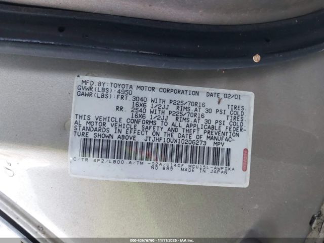 2001 LEXUS RX 300 JTJHF10UX10206273 Photo 8