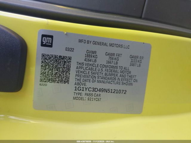 2022 CHEVROLET CORVETTE STINGRAY 1G1YC3D49N5121072 Photo 8