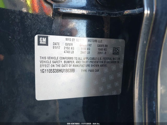 1G1105S38HU186389 Chevrolet IMPALA 1LT