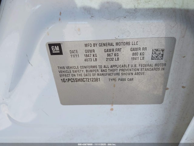 2012 CHEVROLET CRUZE 1G1PC5SH8C7212381 Photo 8