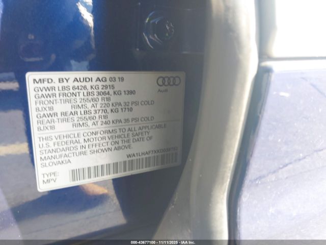 2019 AUDI Q7 WA1LHAF7XKD039782 Photo 8