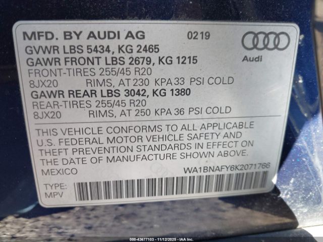 2019 AUDI Q5 WA1BNAFY6K2071766 Photo 8