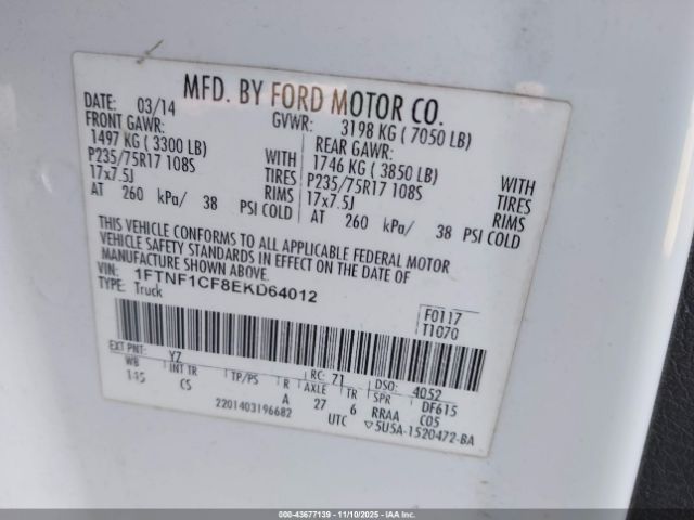 2014 FORD F-150 1FTNF1CF8EKD64012 Photo 8