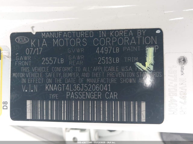 KIA Optima Lx 2018 KNAGT4L36J5206041 Image 9