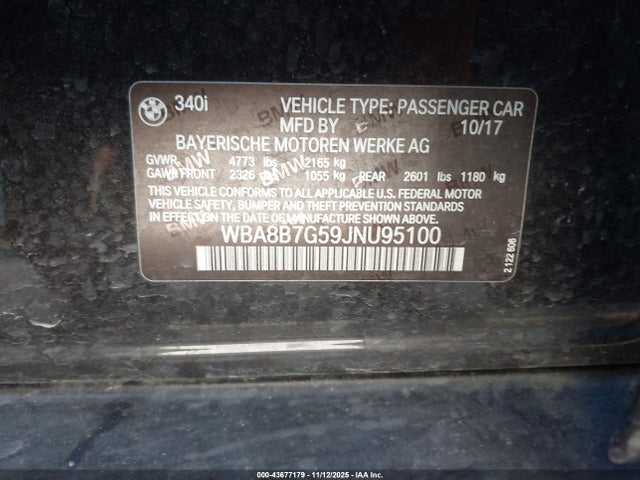 2018 BMW 340I WBA8B7G59JNU95100 Photo 8