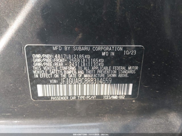 Subaru Impreza Base 5-door 2024 JF1GUABC8R8314659 Image 9