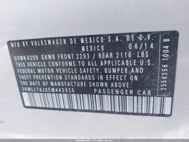 2014 VOLKSWAGEN JETTA 3VWLL7AJXEM443925 Photo 8