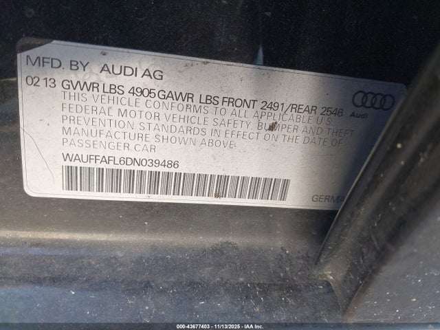 2013 AUDI A4 WAUFFAFL6DN039486 Photo 8