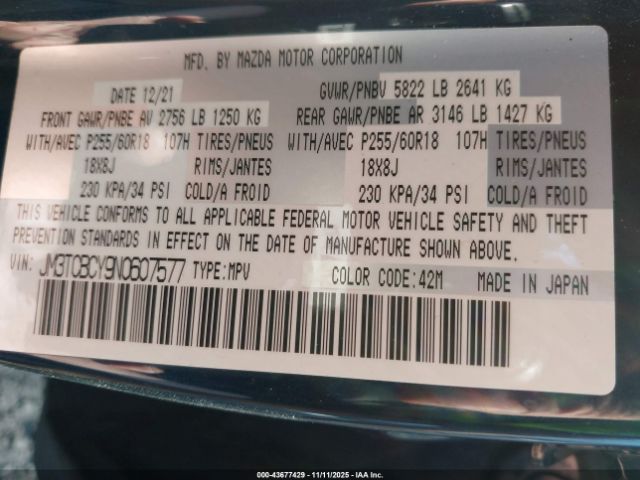 2022 MAZDA CX-9 JM3TCBCY9N0607577 Photo 8