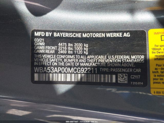2021 BMW 430I WBA53AP00MCG92211 Photo 8