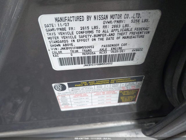 Aukcja sprzedaży 2008 Infiniti M45x, vin: JNKBY01F88M550652, numer aukcji: 43677549