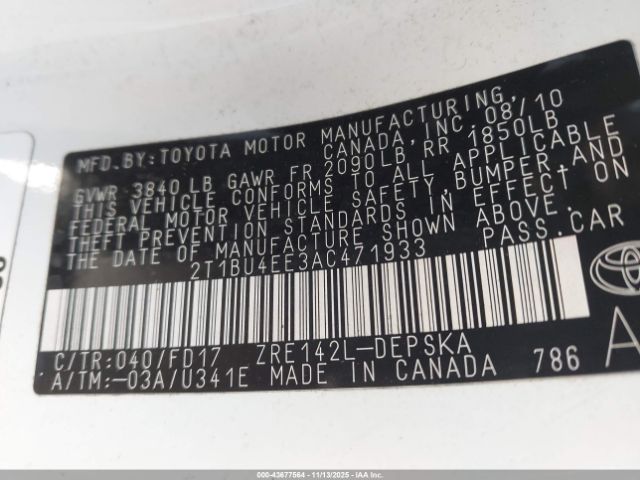 2010 TOYOTA COROLLA 2T1BU4EE3AC471933 Photo 8