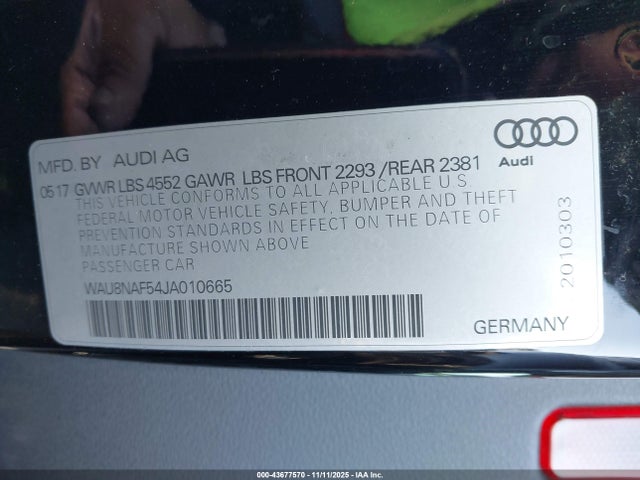 2018 AUDI A5 WAU8NAF54JA010665 Photo 8