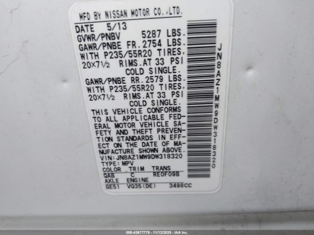 2013 NISSAN MURANO JN8AZ1MW9DW318320 Photo 8