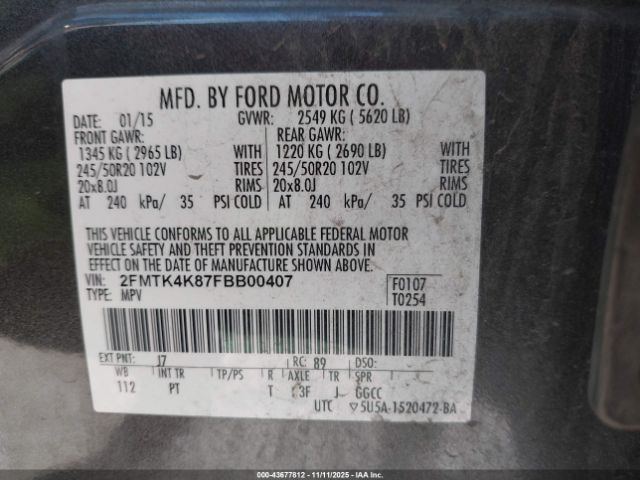 2015 FORD EDGE 2FMTK4K87FBB00407 Photo 8