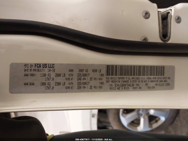 Продаж на аукціоні авто 2019 Jeep Compass Latitude 4x4, vin: 3C4NJDBB0KT646184, номер лоту: 43677817