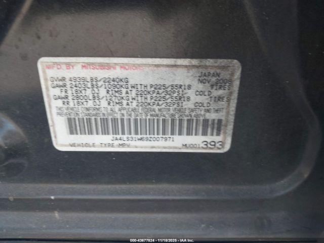 2009 MITSUBISHI OUTLANDER JA4LS31W69Z007971 Photo 8