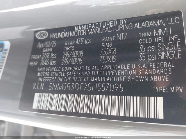 Hyundai TUCSON SEL 2025 5NMJB3DE2SH557095 Image 9