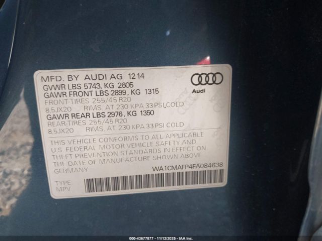 2015 AUDI Q5 WA1CMAFP4FA084638 Photo 8