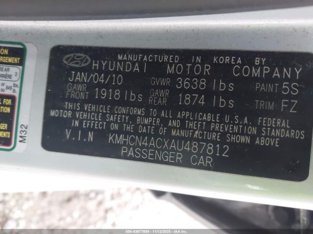 2010 HYUNDAI ACCENT KMHCN4ACXAU487812 Photo 8
