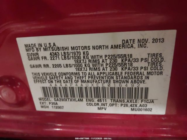 2014 MITSUBISHI OUTLANDER SPORT 4A4AP4AUXEE016492 Photo 8