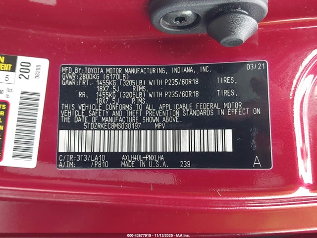 2021 TOYOTA SIENNA 5TDZRKEC8MS030197 Photo 8