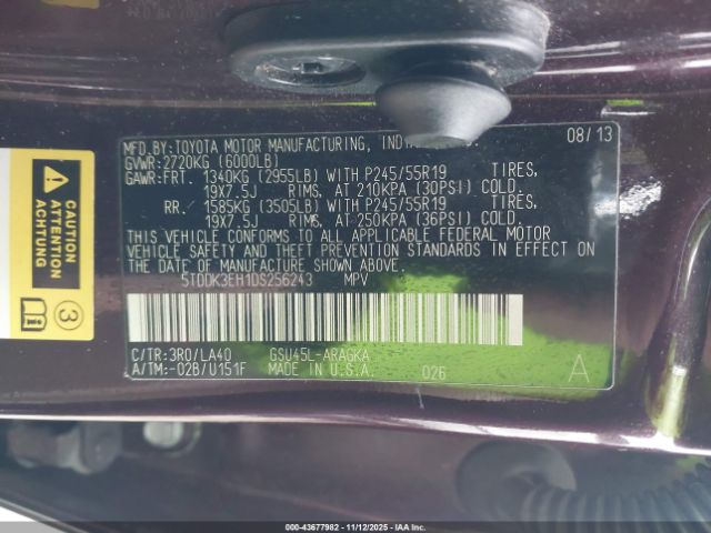 2013 TOYOTA HIGHLANDER 5TDDK3EH1DS256243 Photo 8