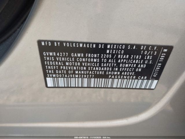 2014 VOLKSWAGEN JETTA 3VWD07AJ9EM229277 Photo 8