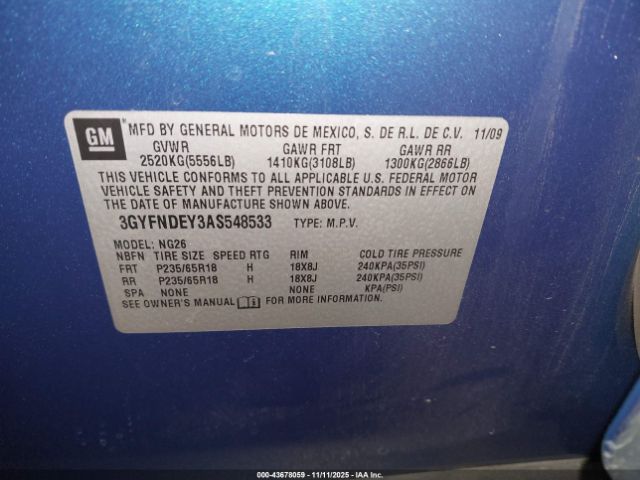 2010 CADILLAC SRX 3GYFNDEY3AS548533 Photo 8