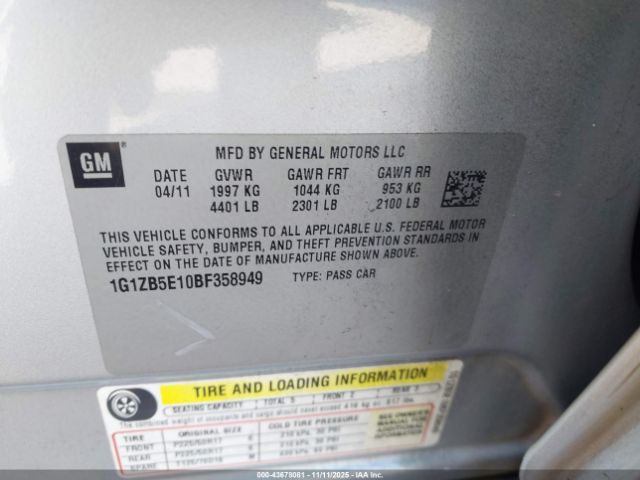 2011 CHEVROLET MALIBU 1G1ZB5E10BF358949 Photo 8