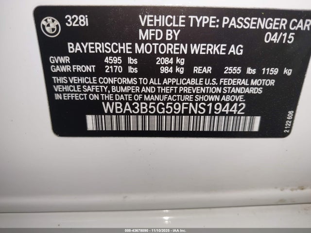 WBA3B5G59FNS19442 BMW 328I