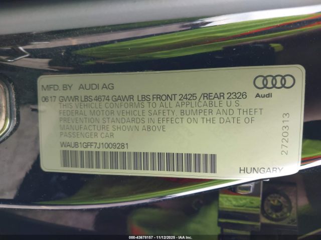 2018 AUDI S3 WAUB1GFF7J1009281 Photo 8