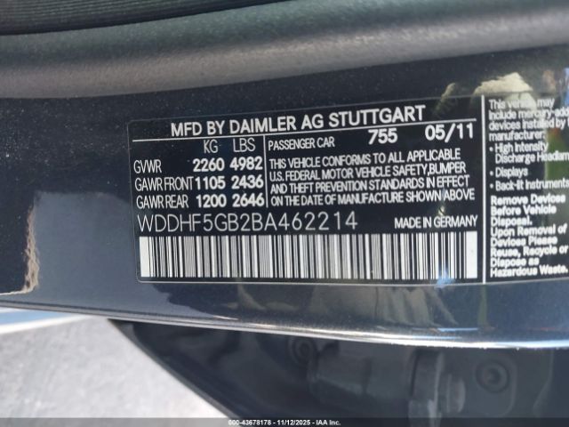 2011 MERCEDES-BENZ E 350 WDDHF5GB2BA462214 Photo 8