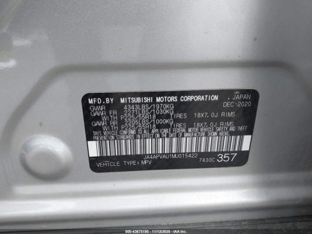 2021 MITSUBISHI OUTLANDER SPORT JA4APVAU1MU015422 Photo 8