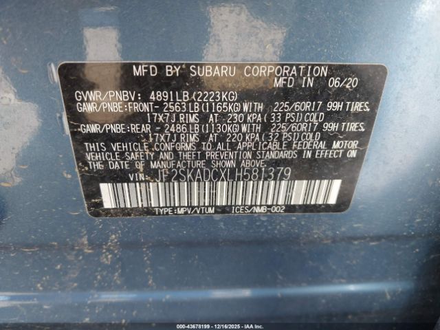 2020 SUBARU FORESTER JF2SKADCXLH581379 Photo 8