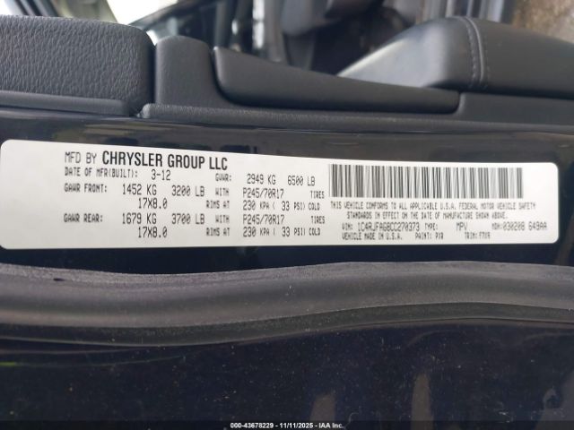 2012 JEEP GRAND CHEROKEE 1C4RJFAG8CC270373 Photo 8