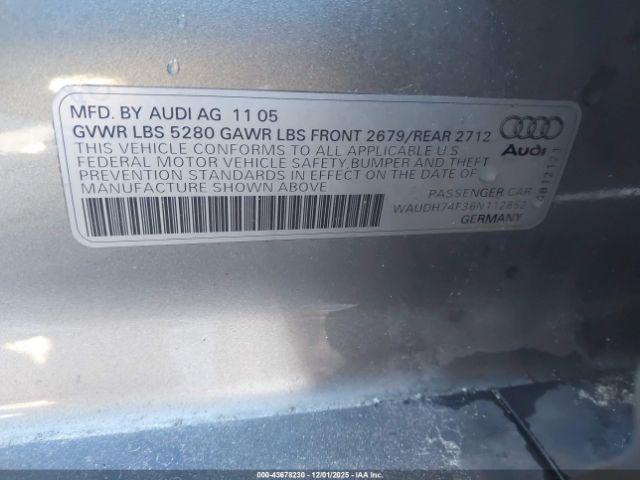 2006 AUDI A6 WAUDH74F36N112852 Photo 8