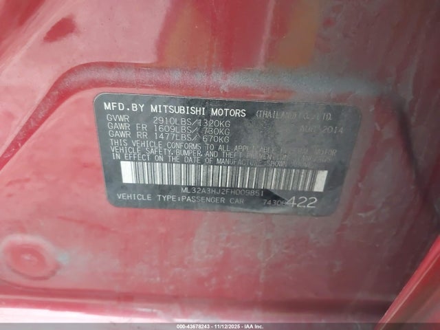 2015 MITSUBISHI MIRAGE ML32A3HJ2FH009851 Photo 8