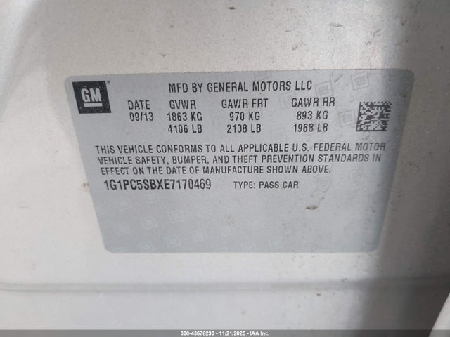 Chevrolet Cruze 1lt Auto 2014 1G1PC5SBXE7170469 Image 9