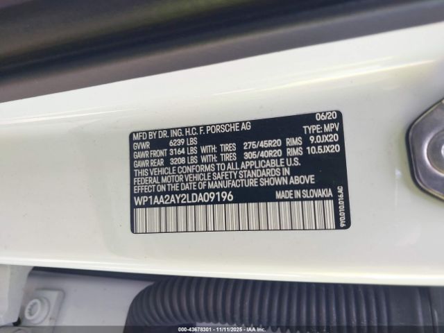 2020 PORSCHE CAYENNE WP1AA2AY2LDA09196 Photo 8