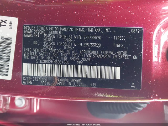 Toyota Highlander Hybrid Limited 2021 5TDXBRCH4MS064060 Image 9