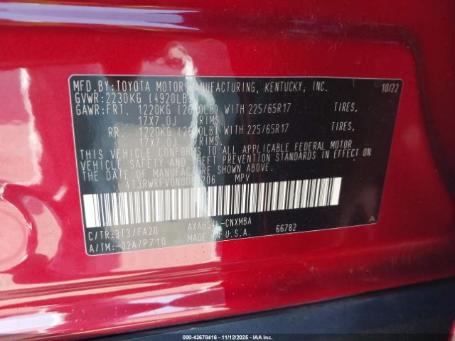 2022 TOYOTA RAV4 HYBRID 4T3RWRFV0NU080206 Photo 8