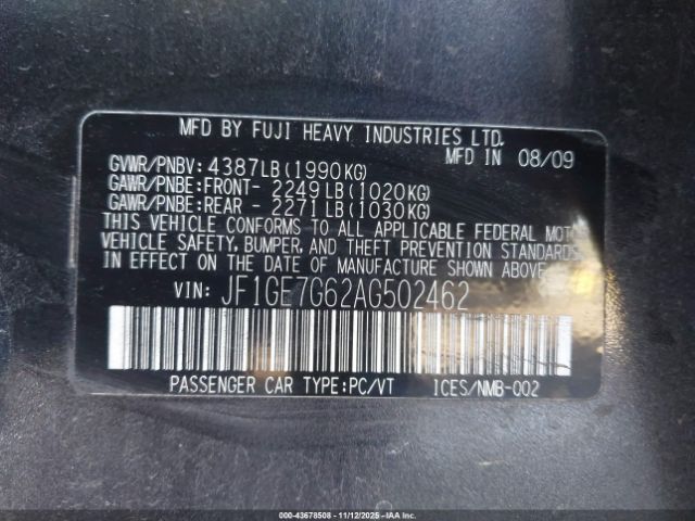 2010 SUBARU IMPREZA JF1GE7G62AG502462 Photo 8