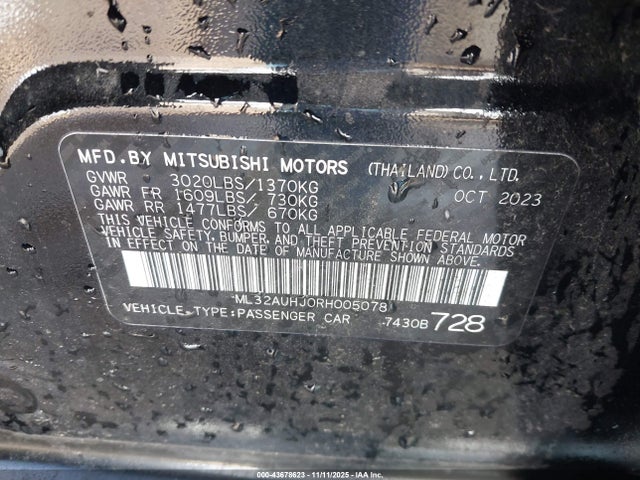 2024 MITSUBISHI MIRAGE ML32AUHJ0RH005078 Photo 8