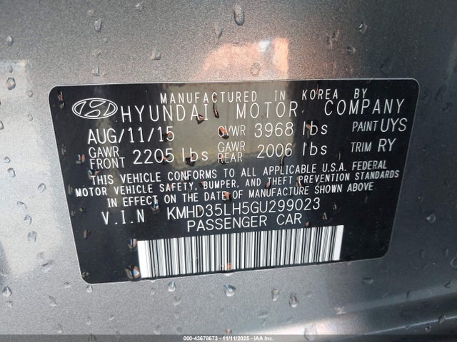 KMHD35LH5GU299023 Hyundai ELANTRA GT