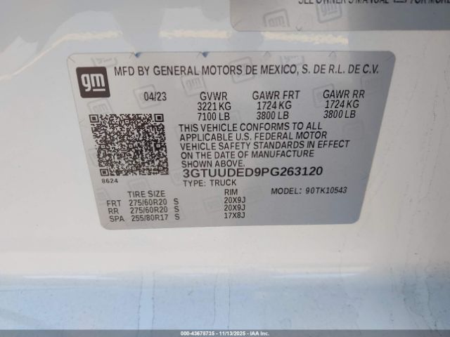 2023 GMC SIERRA 1500 3GTUUDED9PG263120 Photo 8