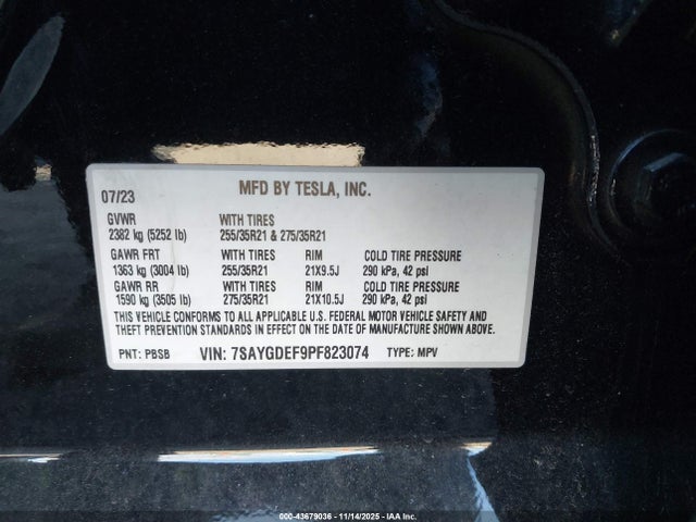 2023 TESLA MODEL Y 7SAYGDEF9PF823074 Photo 8
