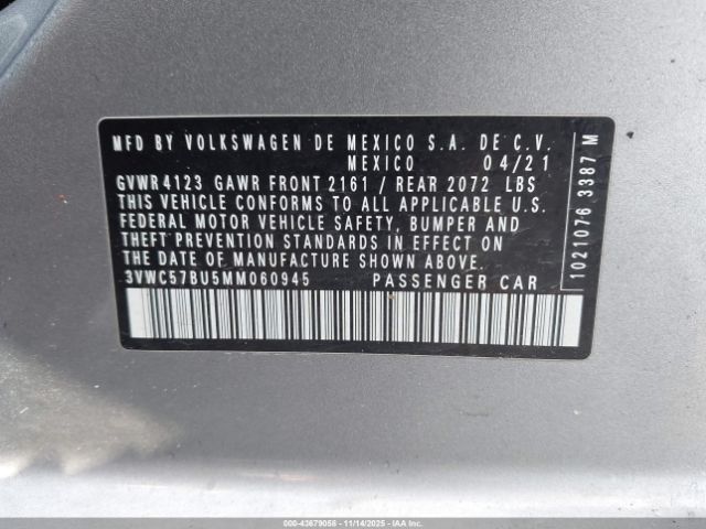 2021 VOLKSWAGEN JETTA 3VWC57BU5MM060945 Photo 8