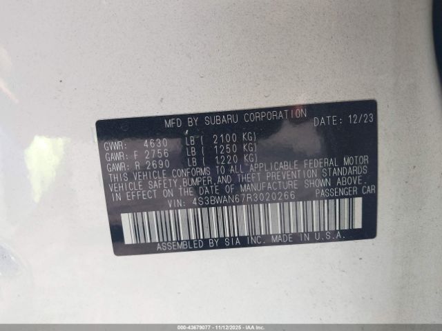 2024 SUBARU LEGACY 4S3BWAN67R3020266 Photo 8